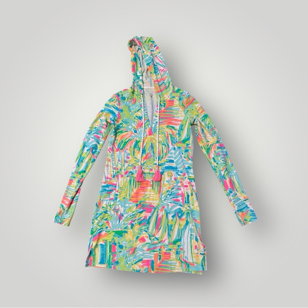 LILLY PULTIZER Riley hooded long sleeve sea salt & sun dress size XXS EUC